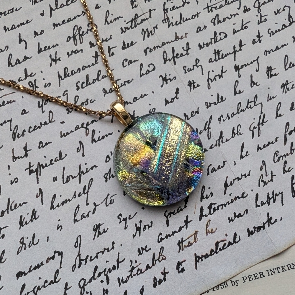 dichroic Glass Multicolor Pendant Necklace